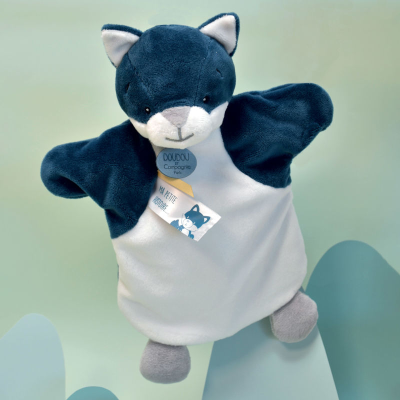  - handpuppet wolf blue white 25 cm 